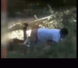 Поставил раком молодую девку и вгоняет хер в задницу